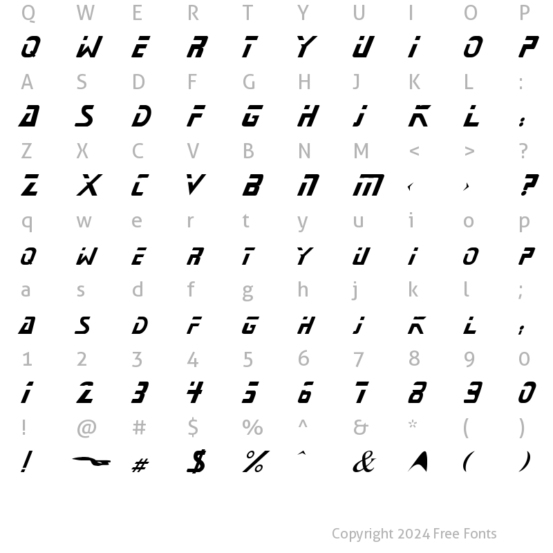 Character Map of Star Next Regular