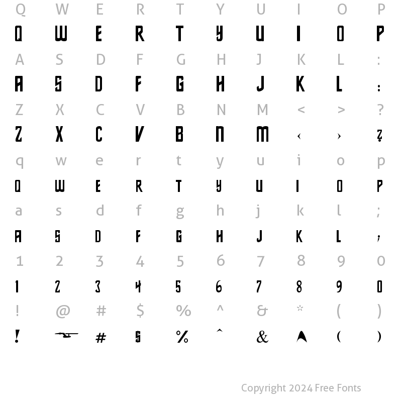 Character Map of Star Series Regular