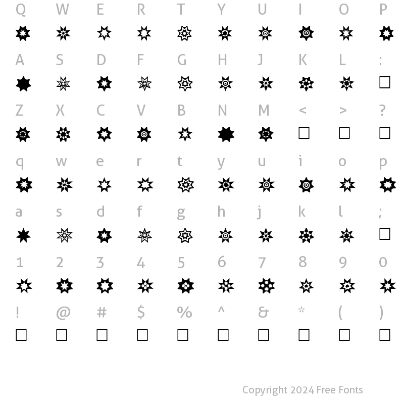 Character Map of Star Things 2 Normal