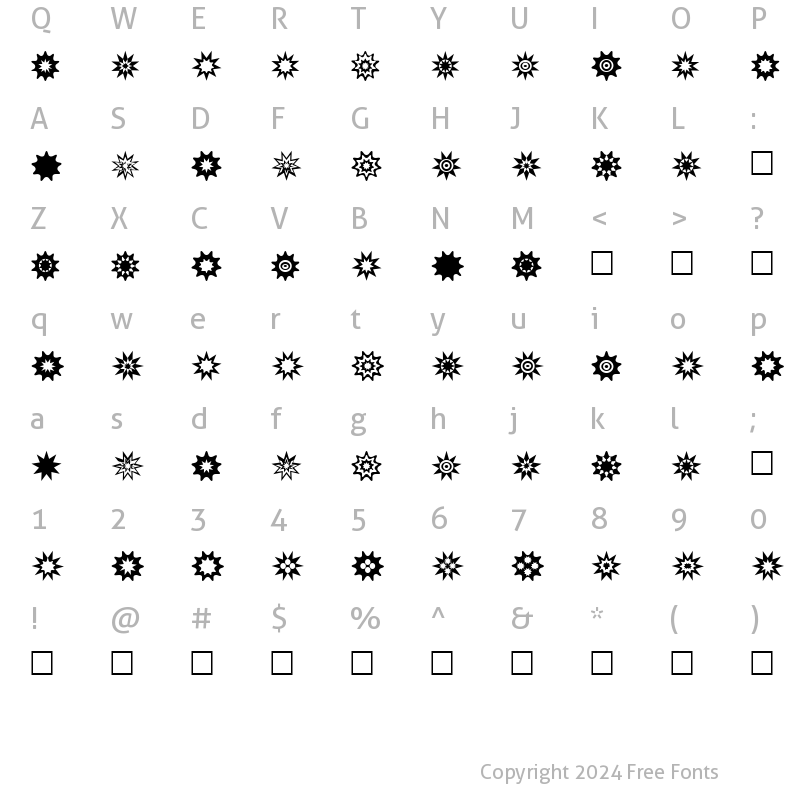 Character Map of Star Things 3 Normal