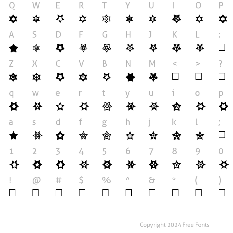 Character Map of Star Things Normal