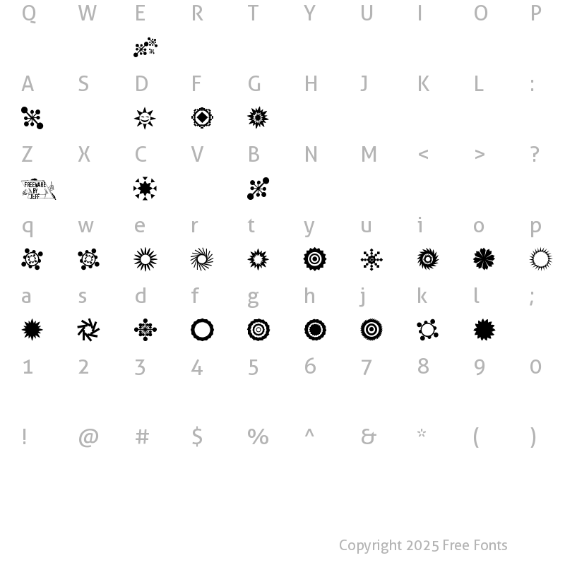 Character Map of Star Time Three JL Regular