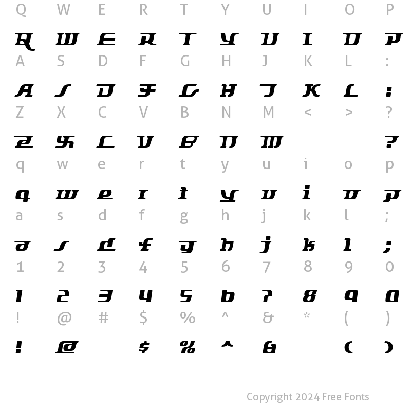 Character Map of Starbat Regular