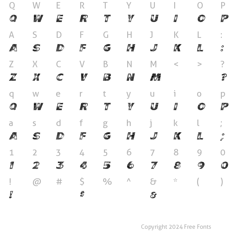 Character Map of Starburst Italic