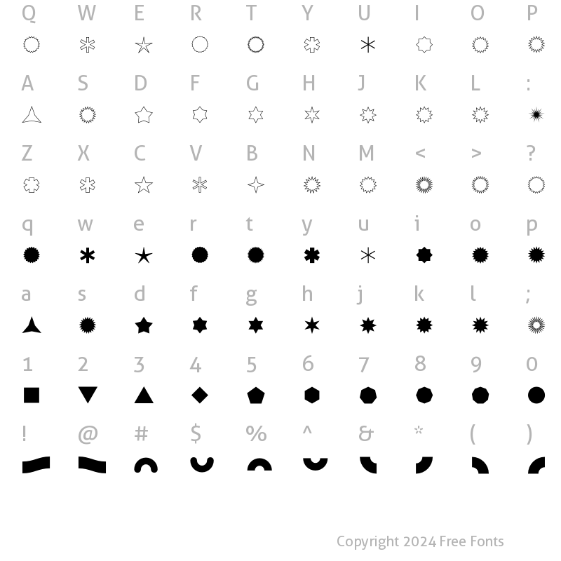 Character Map of StarburstFont Regular