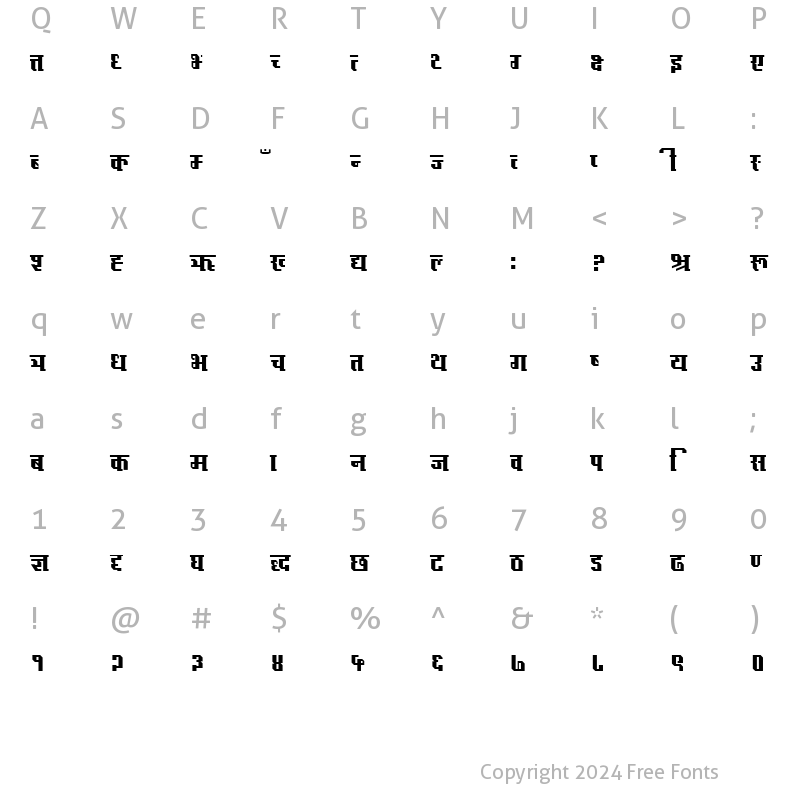 Character Map of Stardust Regular