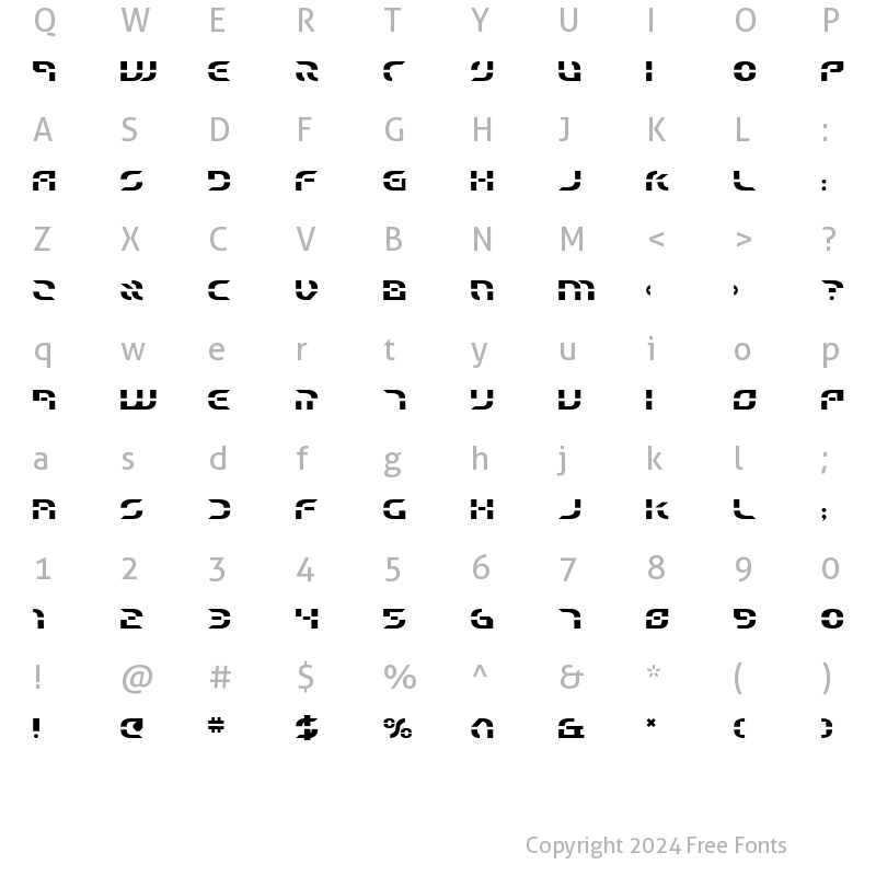 Character Map of Starfighter Beta Regular