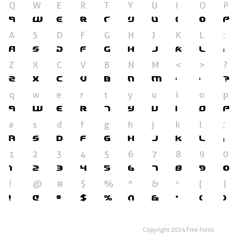 Character Map of Starfighter Cadet Bold Bold