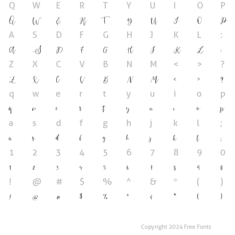 Character Map of Stargazers Regular