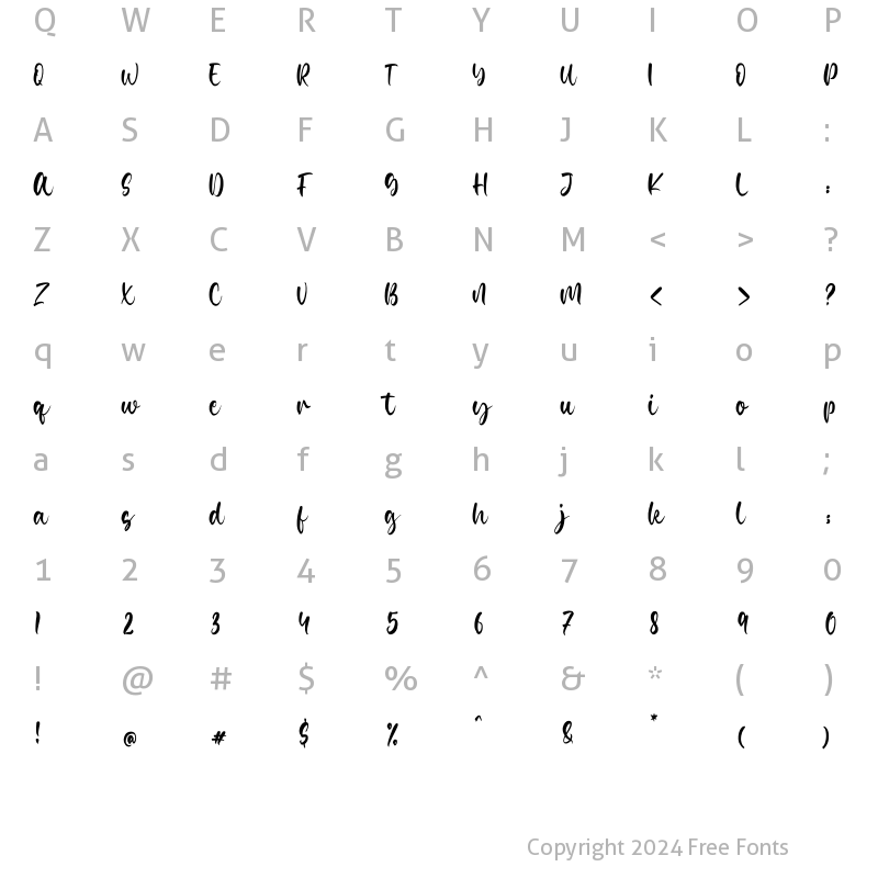 Character Map of Stargold Regular