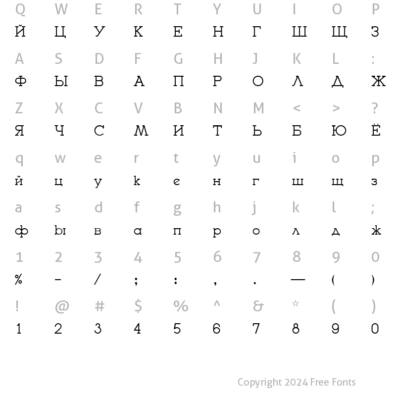 Character Map of Stargorod Regular