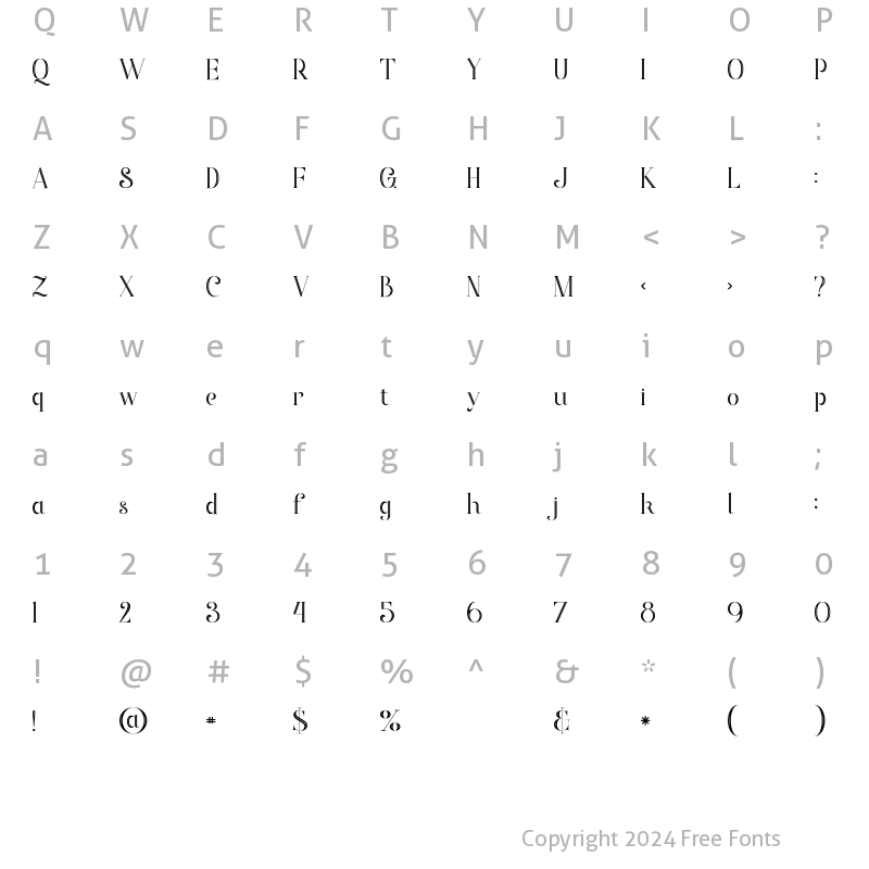 Character Map of Starla Inline Inline