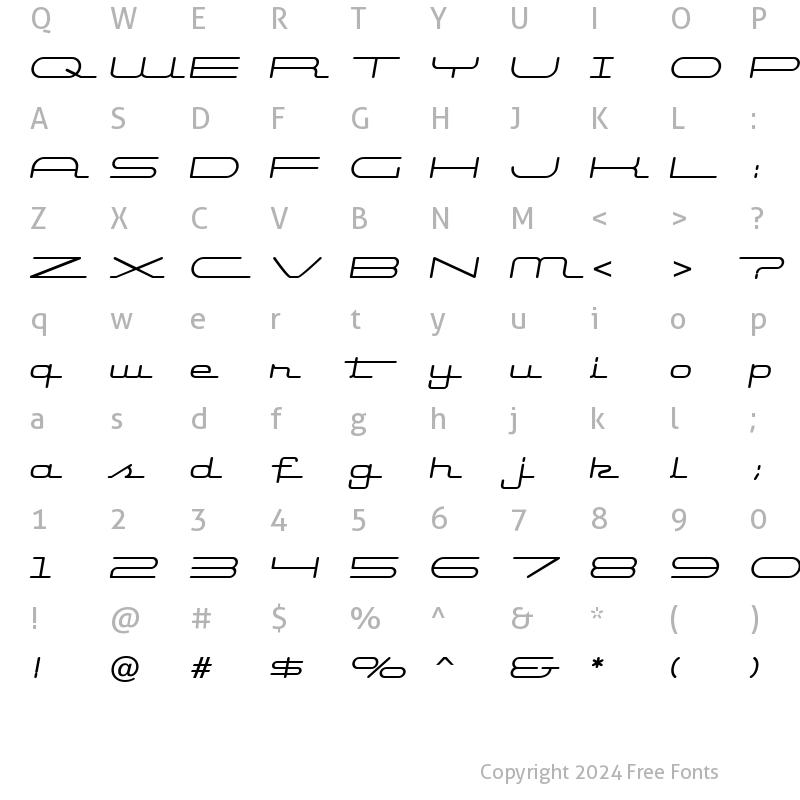 Character Map of Starliner BTN BoldOblique