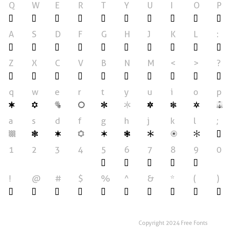 Character Map of Starlite Regular