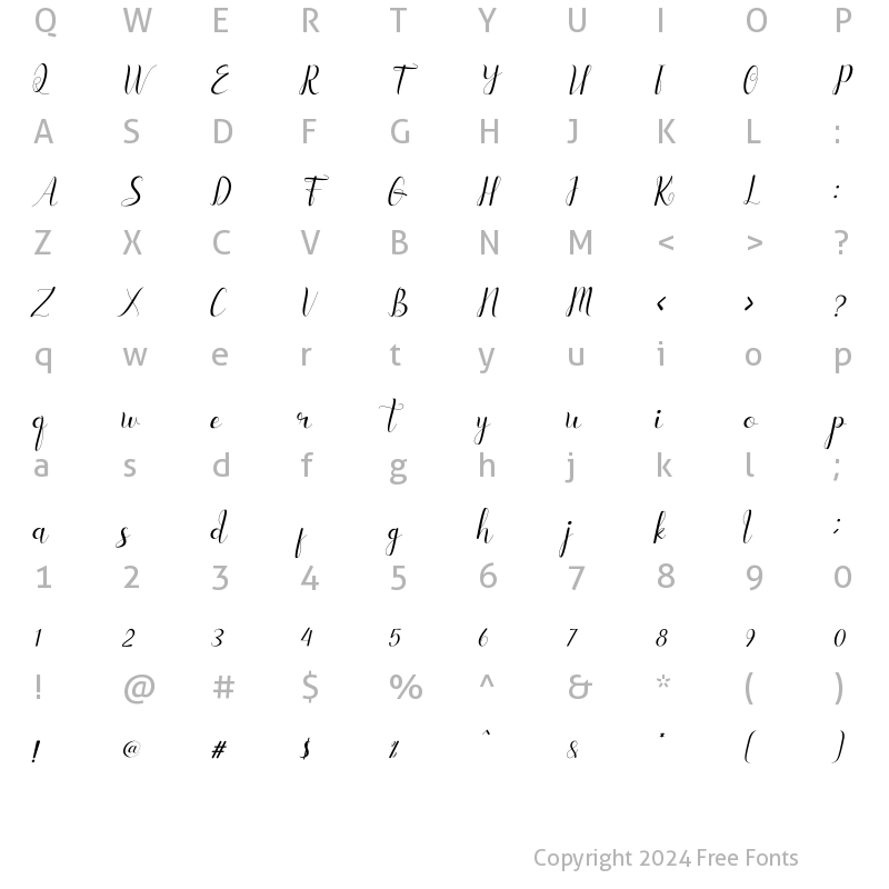 Character Map of Starllah Italic