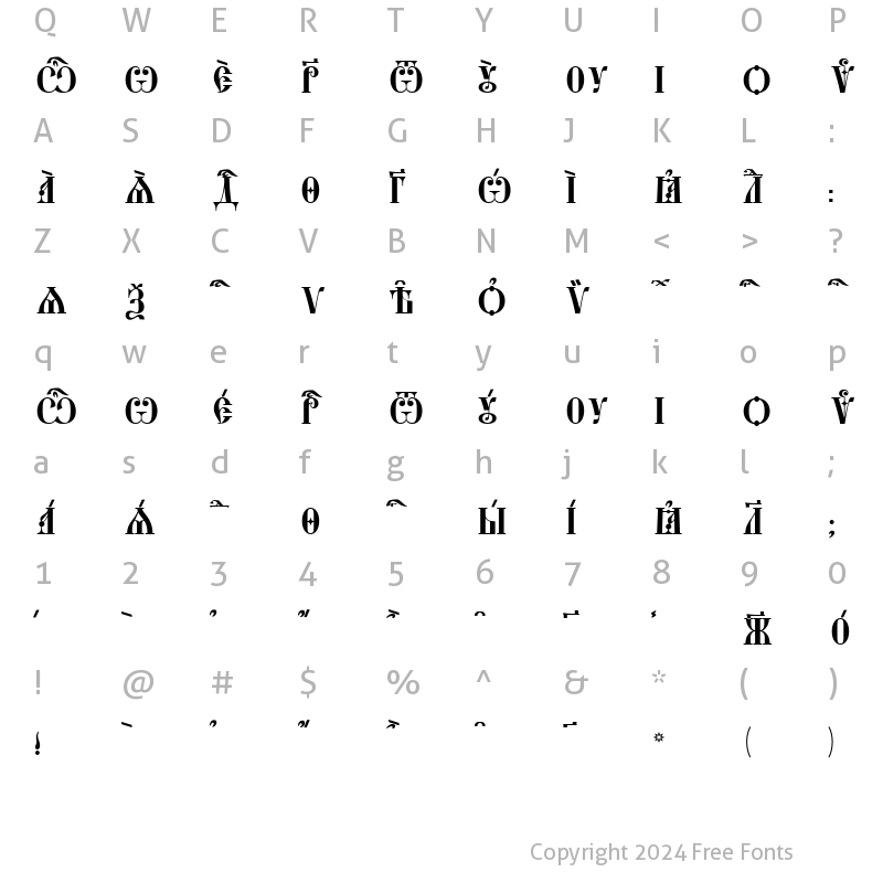 Character Map of StaroUspenskaya Caps kUcs SpacedOut