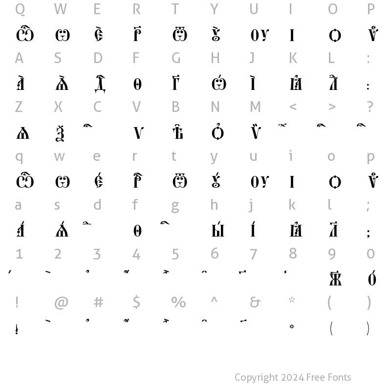 Character Map of StaroUspenskaya Caps Ucs SpacedOut
