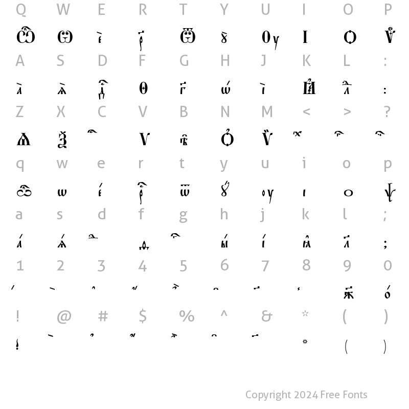 Character Map of StaroUspenskaya ieUcs SpacedOut