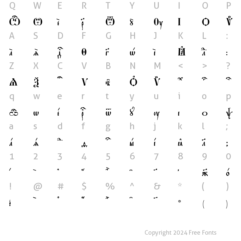 Character Map of StaroUspenskaya kUcs Regular