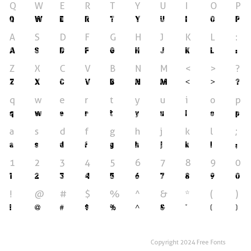 Character Map of Stars and Stripes Regular