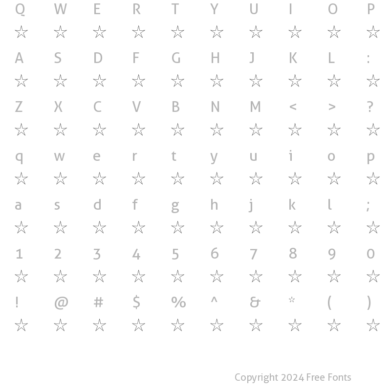 Character Map of Stars2 Regular