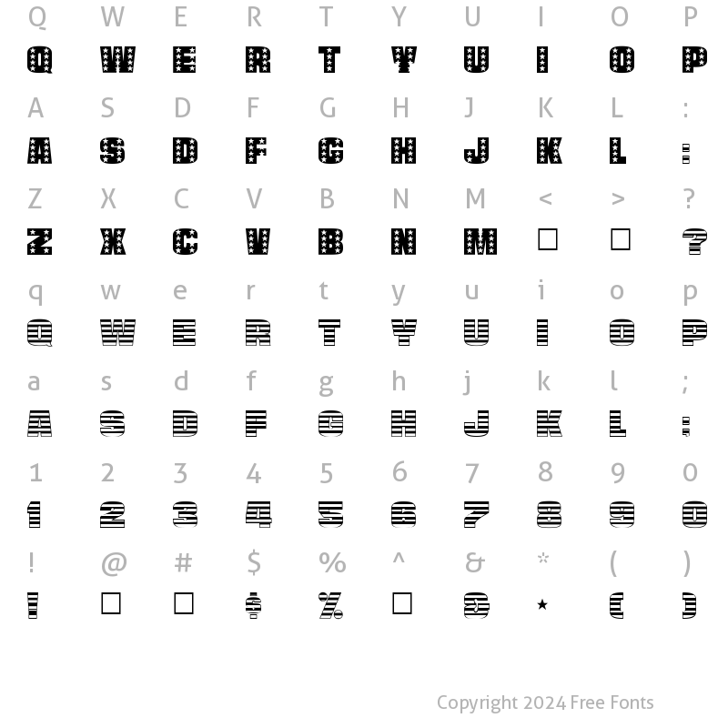 Character Map of StarsAndStripes-Plain Regular