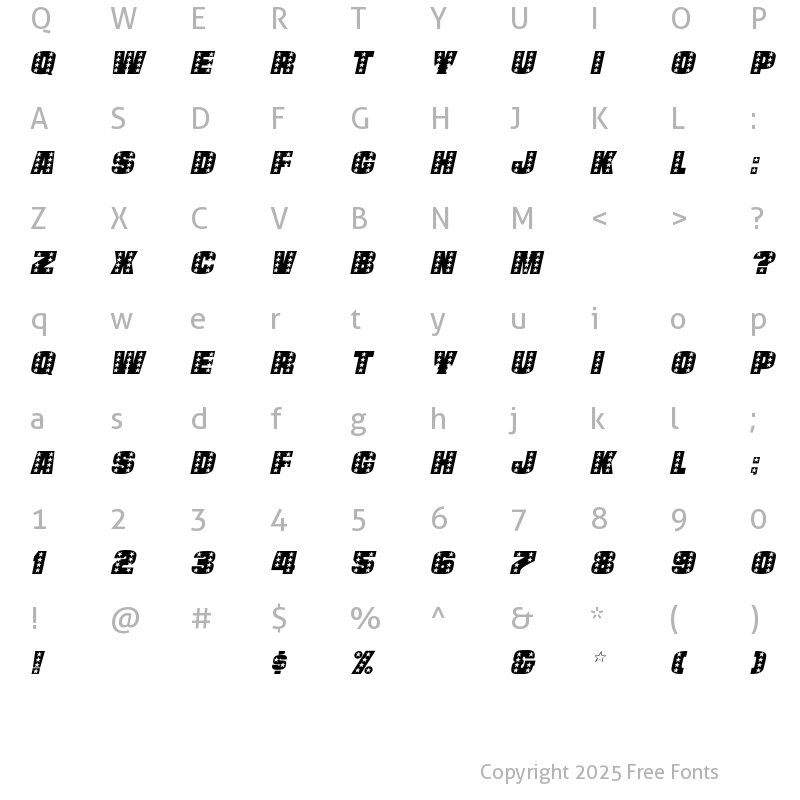 Character Map of StarsCaps Italic