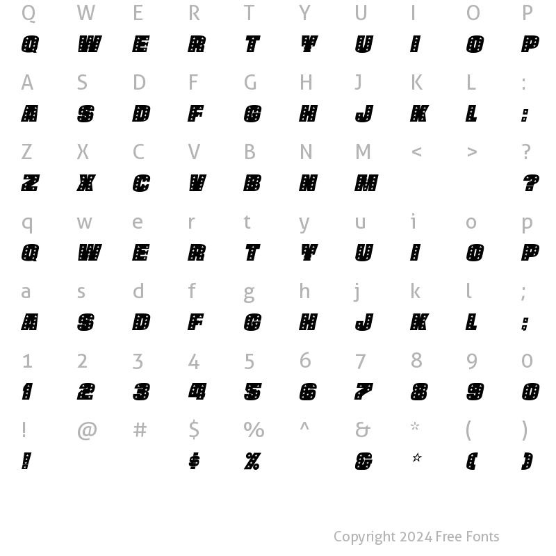 Character Map of StarsCapsHeavy Italic