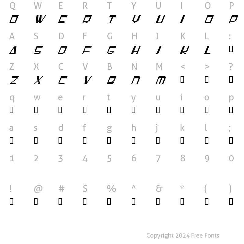 Character Map of Starspeeder Regular