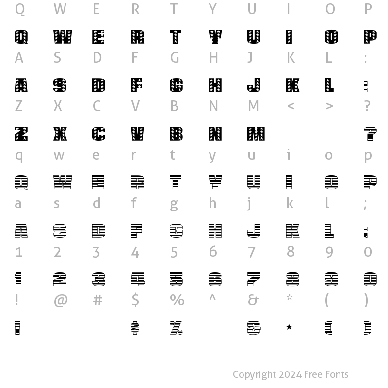 Character Map of StarsStripes Regular