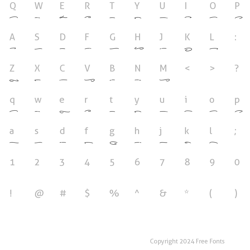 Character Map of Starstoles swash Regular