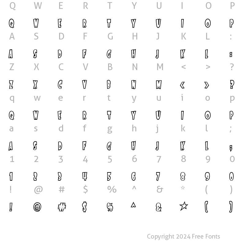 Character Map of StartlingFontOpen Regular