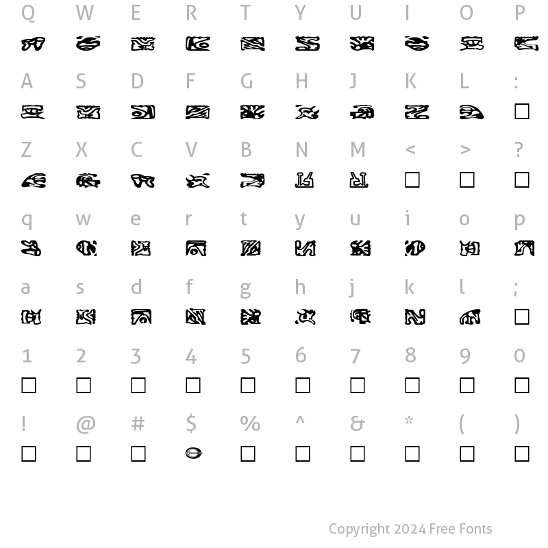 Character Map of StarTrek Bajoran Ideogram on based