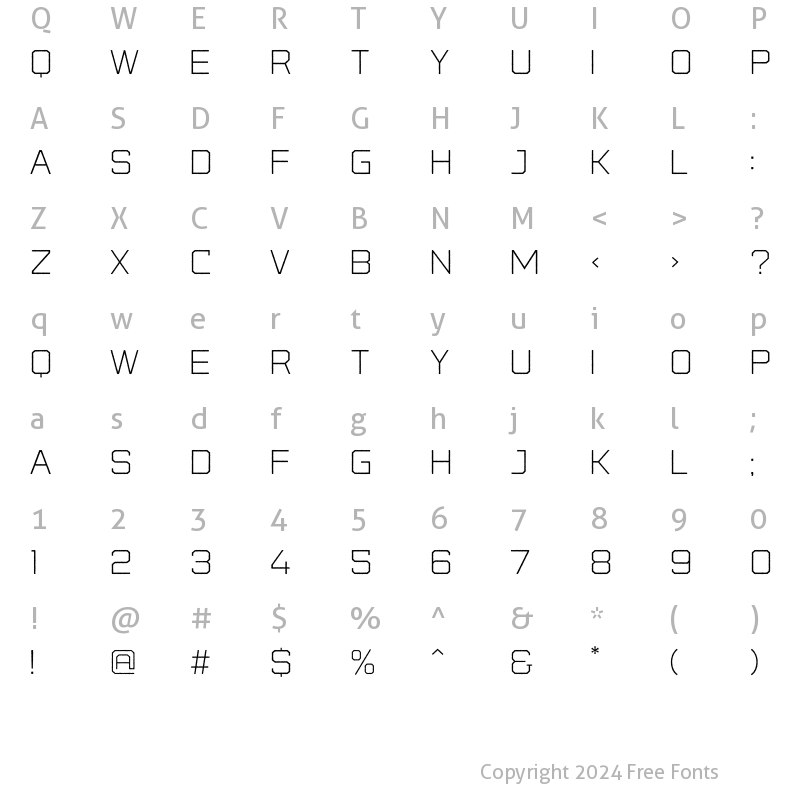 Character Map of State Wide Rough Light