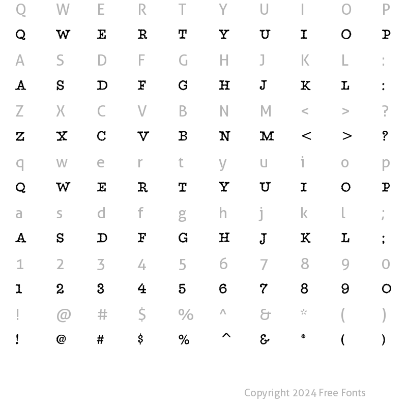 Character Map of StaticITC TT Regular