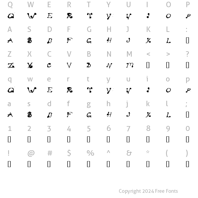 Character Map of Stay Clear Regular