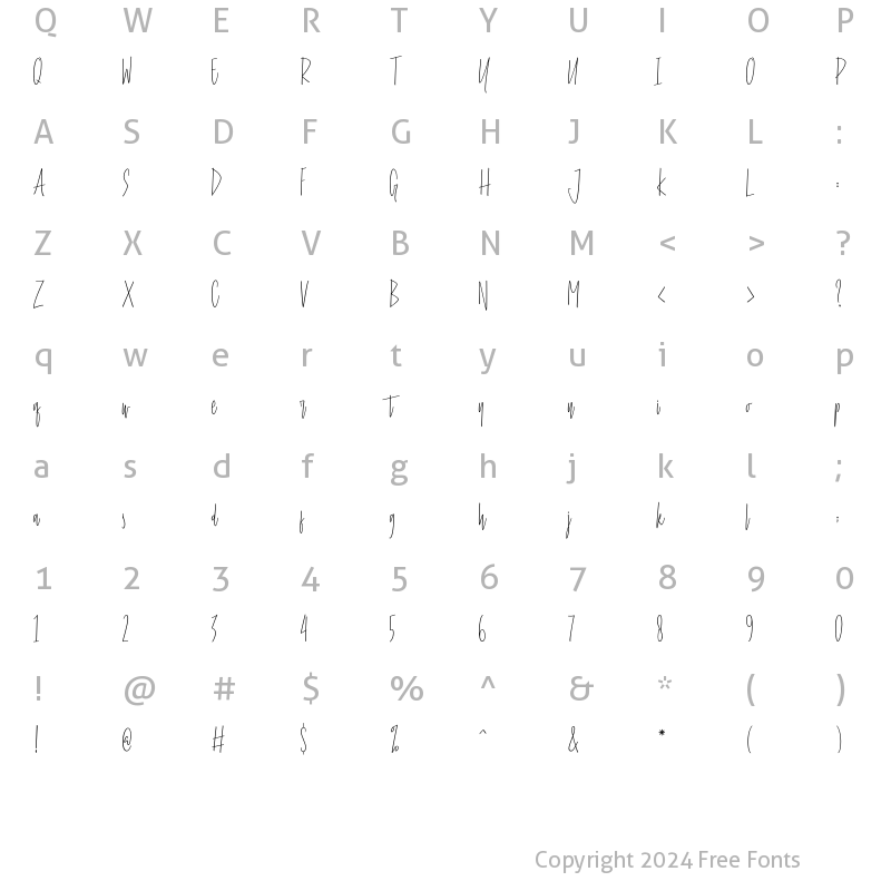 Character Map of Stay Cool Script Regular