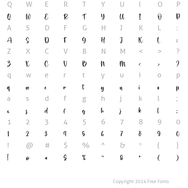 Character Map of Stay Girly Regular