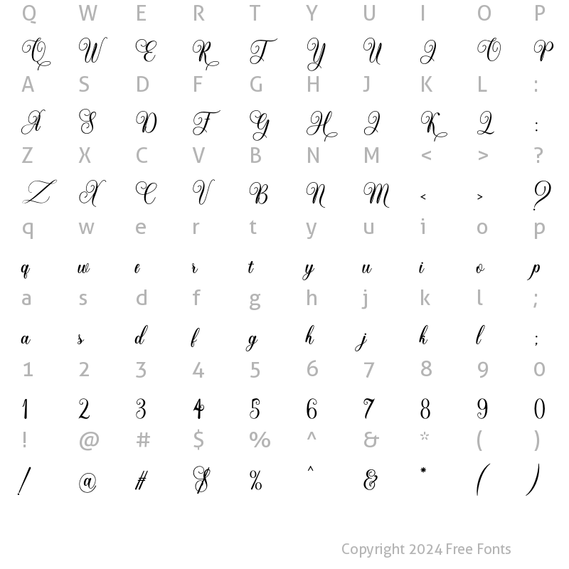 Character Map of Stay Gladin Bold Bold