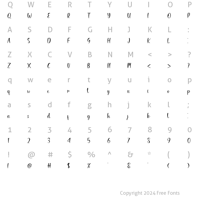 Character Map of Stay Happy Sunshine Regular