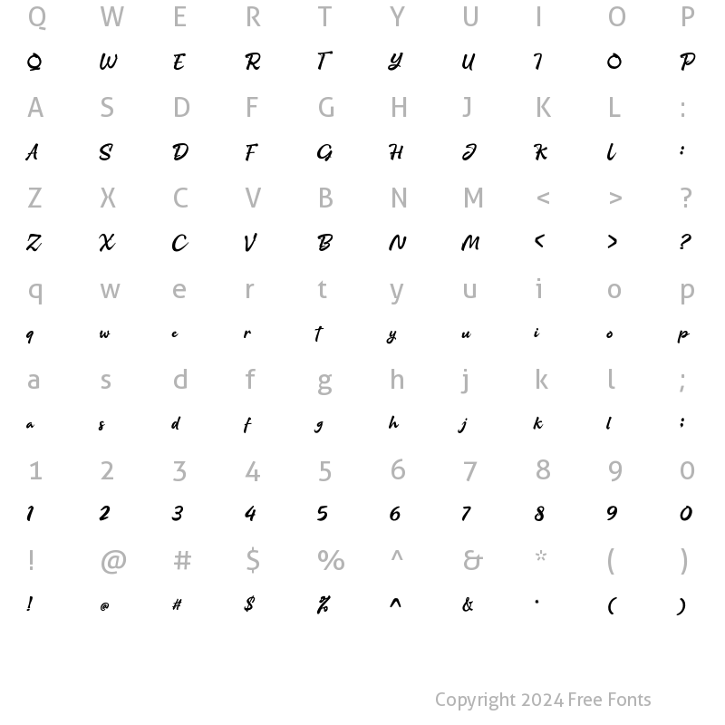 Character Map of Stay Home Script Regular