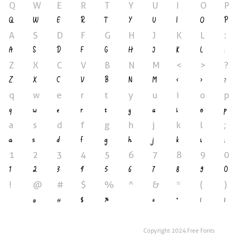 Character Map of Stay Hungry Regular