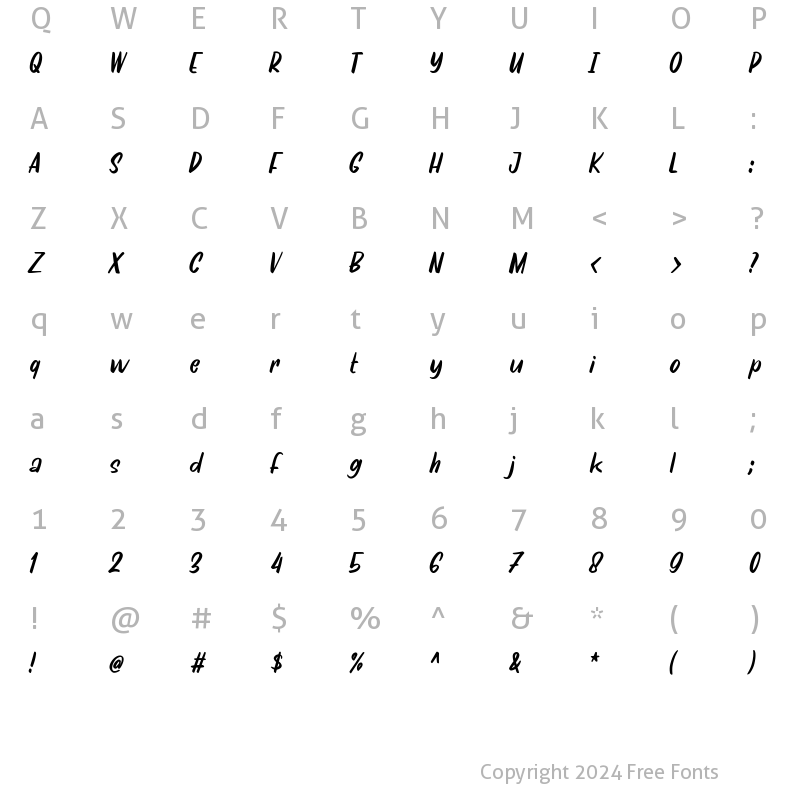 Character Map of Stay Kool Italic