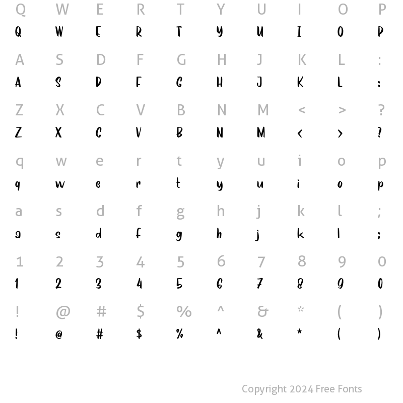 Character Map of Stay Kool Regular