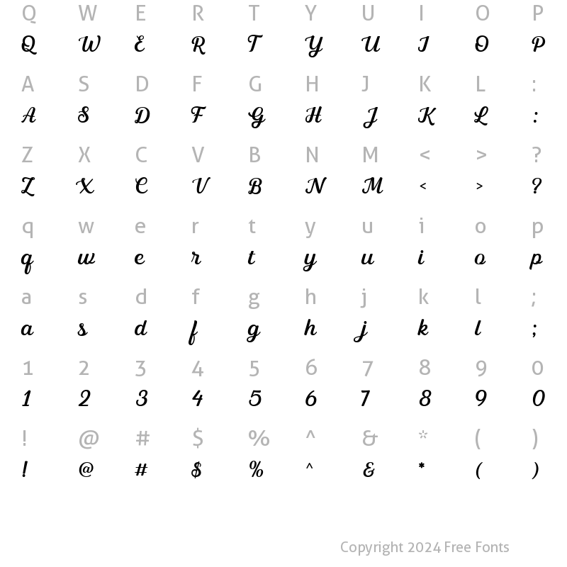 Character Map of Stay Lovely Regular