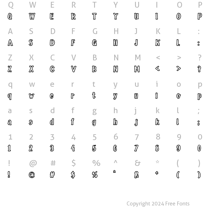 Character Map of Stay Magical Bold Outline