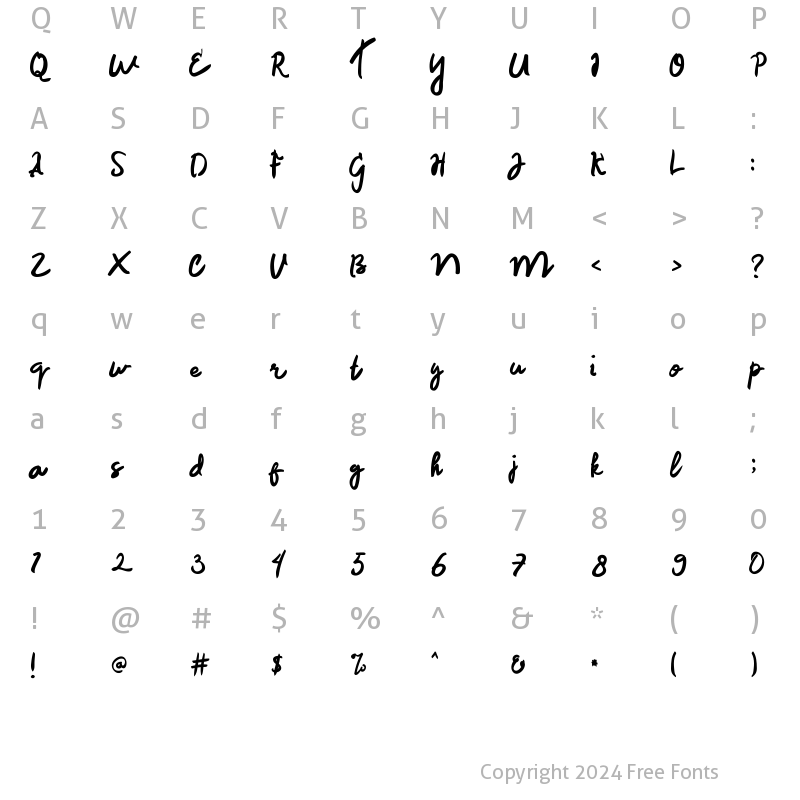 Character Map of Stay With Me Regular