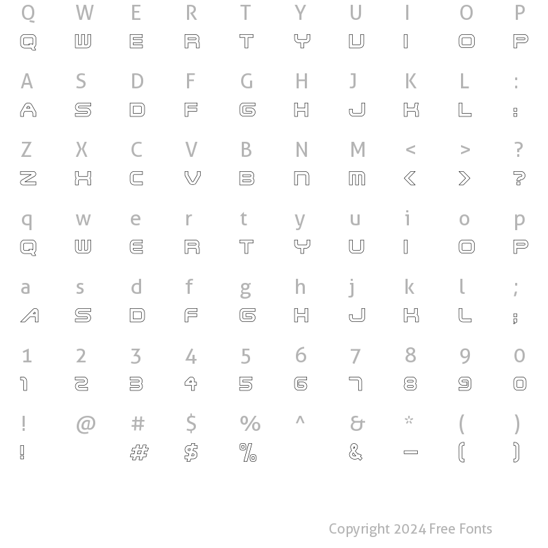 Character Map of Steel Hollow Regular