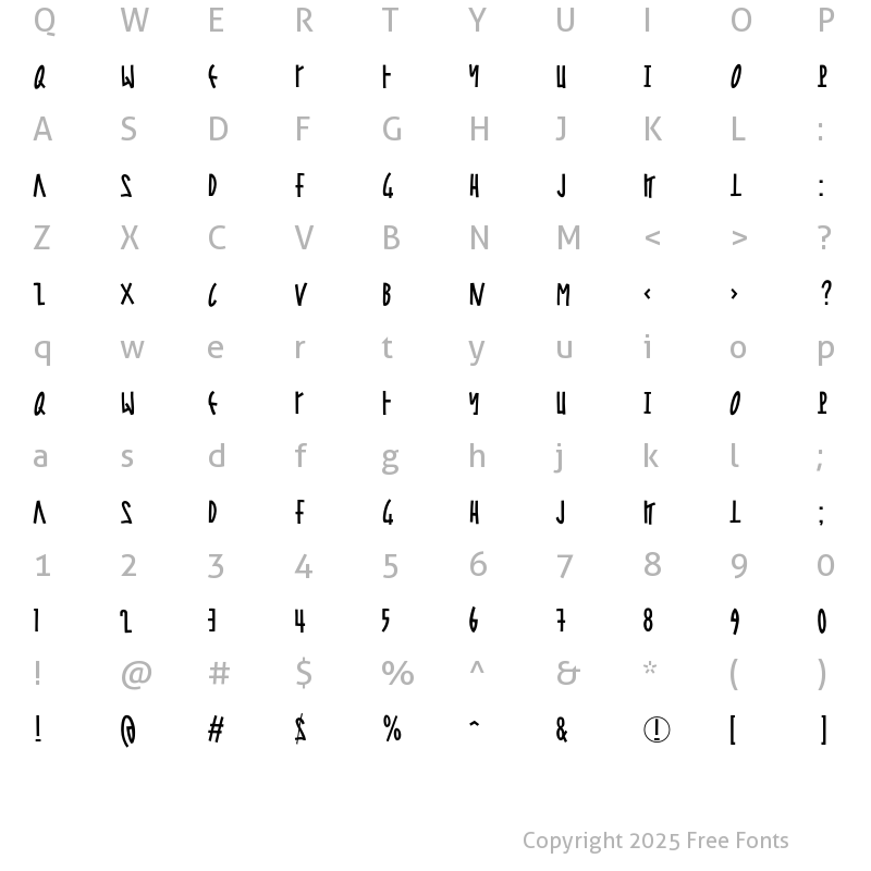 Character Map of Steel Jones Regular