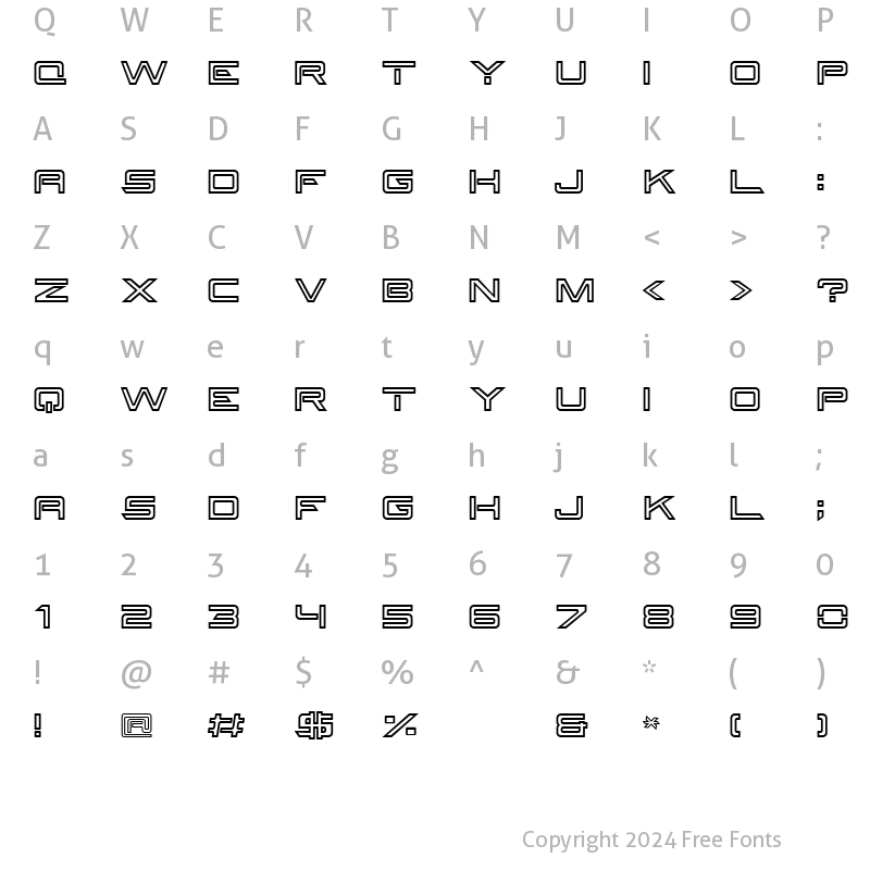 Character Map of Steel Outline